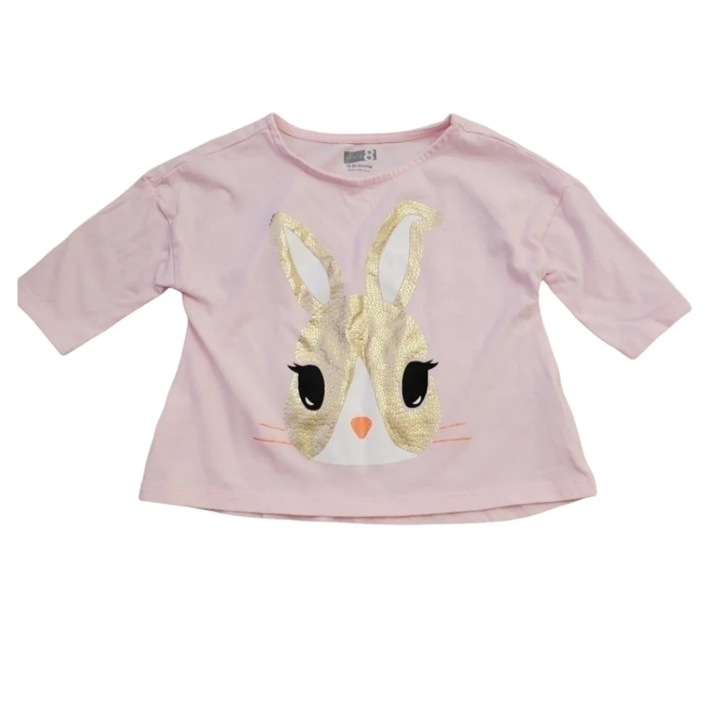 Crazy 8 Sweatshirt Rabbit Print Toddler 18-24M Pale Pink Top Easter‎